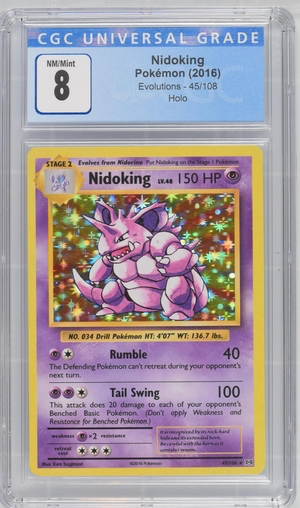 Pokemon - Nidoking - Evolutions 2016 Holo - CGC 8.0 Vintage Trading Card Singles Pokemon   