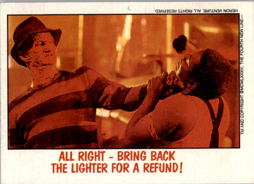 Fright Flicks 1988 - 66 - Nightmare on Elm Street III - All Right - Bring Back the Lighter for a Refund! Vintage Trading Card Singles Topps   