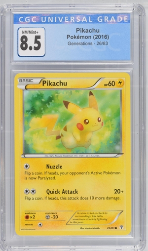 Pokemon - Pikachu 26/83 - Generations 2016 - CGC 8.5 Vintage Trading Card Singles Pokemon   