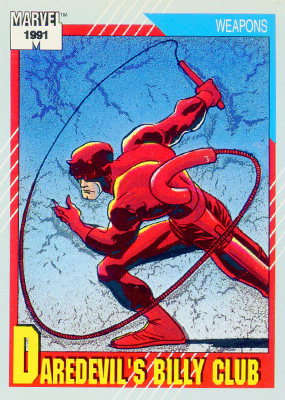 Marvel Universe 1991 - 129 - Daredevil's Billy Club Vintage Trading Card Singles Impel   