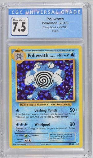 Pokemon - Poliwrath - Evolutions 2016 - CGC 7.5 Vintage Trading Card Singles Pokemon   