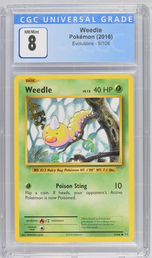 Pokemon - Weedle - Evolutions 2016 - CGC 8.0 Vintage Trading Card Singles Pokemon   