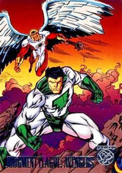 Marvel DC Amalgam 1996 - 17 - JLA: Captain Marvel, Angelhawk Vintage Trading Card Singles Skybox   