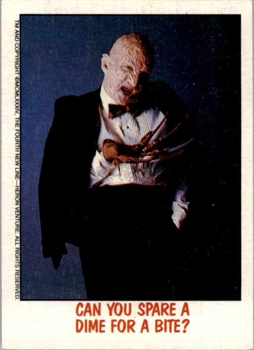 Fright Flicks 1988 - 63 - Nightmare on Elm Street III - Can You Spare a Dime for a Bite? Vintage Trading Card Singles Topps   