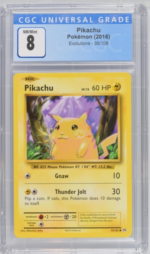 Pokemon - Pikachu - Evolutions 2016 - CGC 8.0 Vintage Trading Card Singles Pokemon   