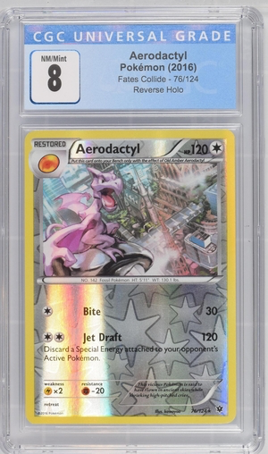 Pokemon - Aerodactyl - Fates Collide 2016 Reverse Holo - CGC 8.0 Heroic Goods and Games Pokemon - Aerodactyl - Fates Collide 2016 Reverse Holo - CGC 8.0 Heroic Goods and Games