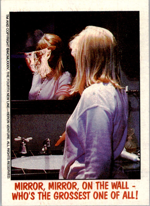 Fright Flicks 1988 - 31 - Nightmare on Elm Street III - Mirror, Mirror, On the Wall - Who's the Grossest One of All! Vintage Trading Card Singles Topps   