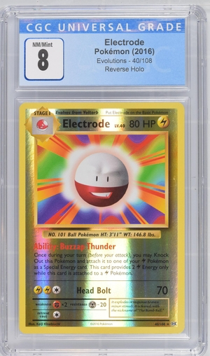 Pokemon - Electrode - Evolutions 2016 Reverse Holo - CGC 8.0 Vintage Trading Card Singles Pokemon   