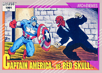 Marvel Universe 1991 - 115 - Captain America vs. Red Skull Vintage Trading Card Singles Impel   