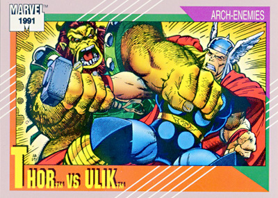 Marvel Universe 1991 - 122 - Thor vs. Ulik Vintage Trading Card Singles Impel   