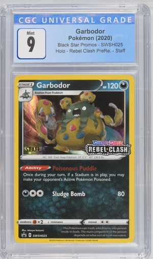 Pokemon - Garbodor - Rebel Clash 2020 Prerelease Staff Promo - CGC 9.0 Vintage Trading Card Singles Pokemon   