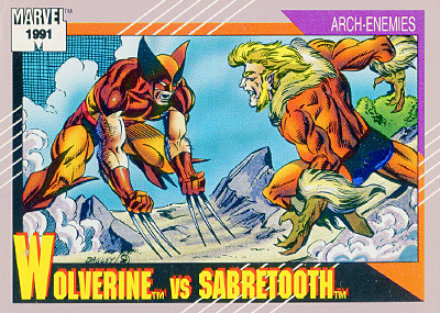 Marvel Universe 1991 - 093 - Wolverine vs. Sabretooth Vintage Trading Card Singles Impel   