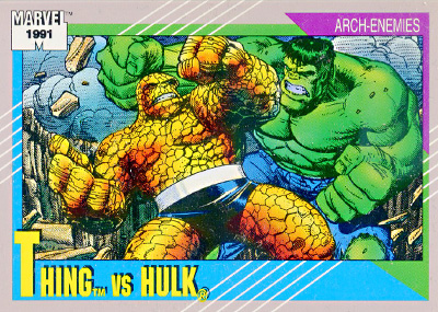 Marvel Universe 1991 - 103 - Thing vs. Hulk Vintage Trading Card Singles Impel   