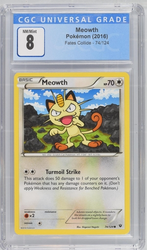 Pokemon - Meowth - Fates Collide 2016 - CGC 8.0 Vintage Trading Card Singles Pokemon   