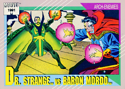 Marvel Universe 1991 - 110 - Dr. Strange vs. Baron Mordo Vintage Trading Card Singles Impel   