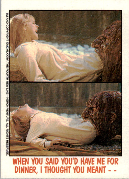 Fright Flicks 1988 - 52 - Nightmare on Elm Street III - When You Said You'd Have Me for Dinner, I Thought You Meant - - Vintage Trading Card Singles Topps