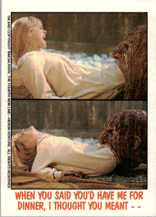 Fright Flicks 1988 - 52 - Nightmare on Elm Street III - When You Said You'd Have Me for Dinner, I Thought You Meant - - Vintage Trading Card Singles Topps   