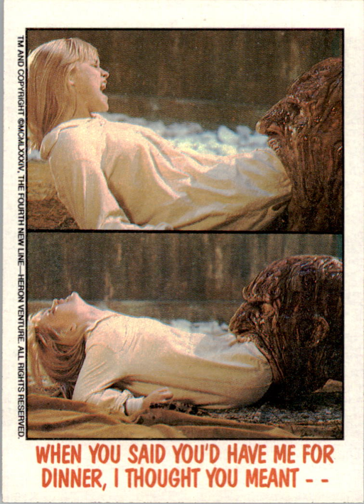 Fright Flicks 1988 - 52 - Nightmare on Elm Street III - When You Said You'd Have Me for Dinner, I Thought You Meant - - Vintage Trading Card Singles Topps