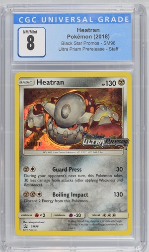 Pokemon - Heatran - Ultra Prism 2018 Prerelease Staff Promo - CGC 8.0 Vintage Trading Card Singles Pokemon   