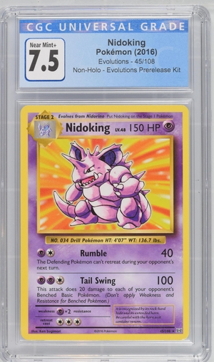 Pokemon - Nidoking - Evolutions 2016 Prerelease Non-Holo - CGC 7.5 Heroic Goods and Games Pokemon - Nidoking - Evolutions 2016 Prerelease Non-Holo - CGC 7.5 Heroic Goods and Games