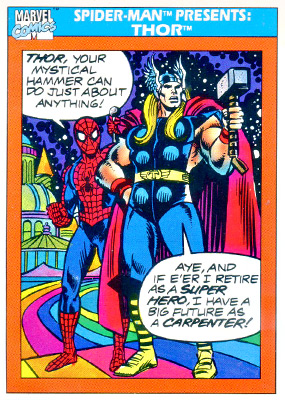 Marvel Universe 1990 - 154 - Spider-Man Presents - Thor Vintage Trading Card Singles Impel   
