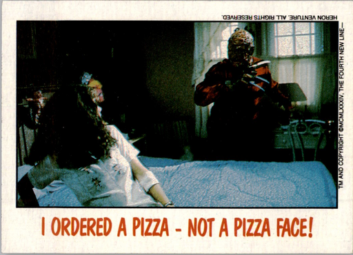 Fright Flicks 1988 - 12 - Nightmare on Elm Street - I Ordered a Pizza - Not a Pizza Face! Vintage Trading Card Singles Topps   