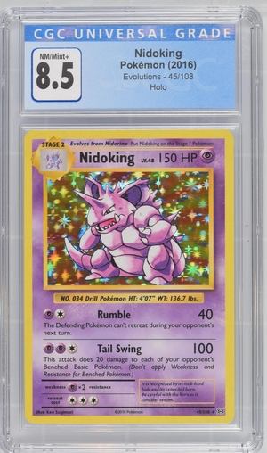 Pokemon - Nidoking - Evolutions 2016 Holo - CGC 8.5 Vintage Trading Card Singles Pokemon   