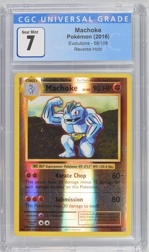 Pokemon - Machoke - Evolutions 2016 Reverse Holo - CGC 7.0 Vintage Trading Card Singles Pokemon   