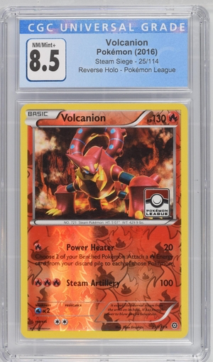 Pokemon - Volcanion - Steam Seige 2016 Reverse Holo Pokemon League - CGC 8.5 Vintage Trading Card Singles Pokemon   