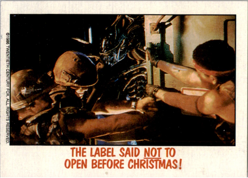 Fright Flicks 1988 - 59 - Aliens - The Label Said Not To Open Before Christmas! Vintage Trading Card Singles Topps   