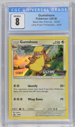 Pokemon - Gumshoos - Ultra Prism  Prerelease Staff Promo - CGC 8.0 Vintage Trading Card Singles Pokemon   