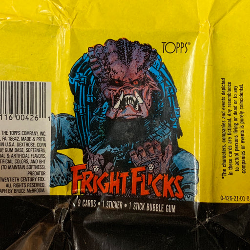 Fright Flicks 1988 - Empty Wax Pax Wrapper - Predator Vintage Trading Card Singles Topps   