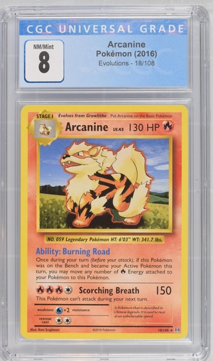 Pokemon - Arcanine- Evolutions 2016 - CGC 8 Vintage Trading Card Singles Pokemon   