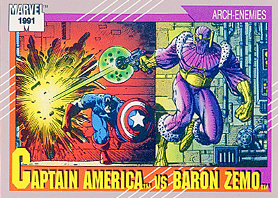 Marvel Universe 1991 - 099 - Captain America vs. Baron Zemo Vintage Trading Card Singles Impel   