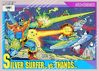 Marvel Universe 1991 - 113 - Silver Surfer vs. Thanos Vintage Trading Card Singles Impel   