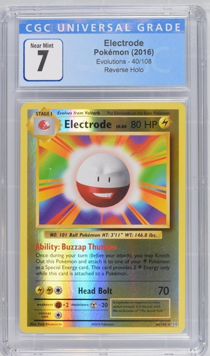 Pokemon - Electrode - Evolutions 2016 Reverse Holo - CGC 7.0 Vintage Trading Card Singles Pokemon   