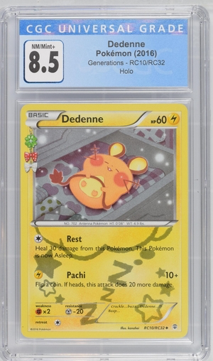 Pokemon - Dedenne - Generations 2016 Holo - CGC 8.5 Vintage Trading Card Singles Pokemon   