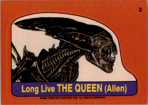 Fright Flicks 1988 - Sticker - 02 - Alien - Long Live The Queen Vintage Trading Card Singles Topps