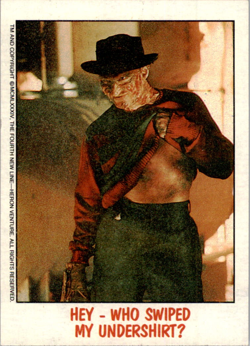 Fright Flicks 1988 - 18 - Nightmare on Elm Street - Hey - Who Swiped My Undershirt? Vintage Trading Card Singles Topps   