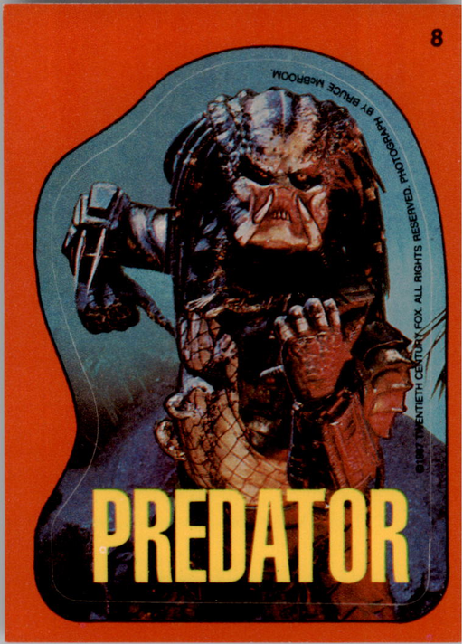 Fright Flicks 1988 - Sticker - 08 - Predator Vintage Trading Card Singles Topps   