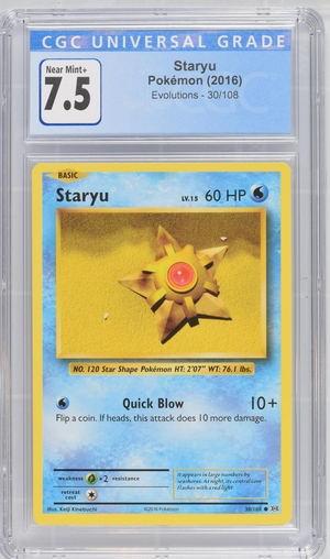Pokemon - Staryu - Evolutions 2016 - CGC 7.5 Vintage Trading Card Singles Pokemon   