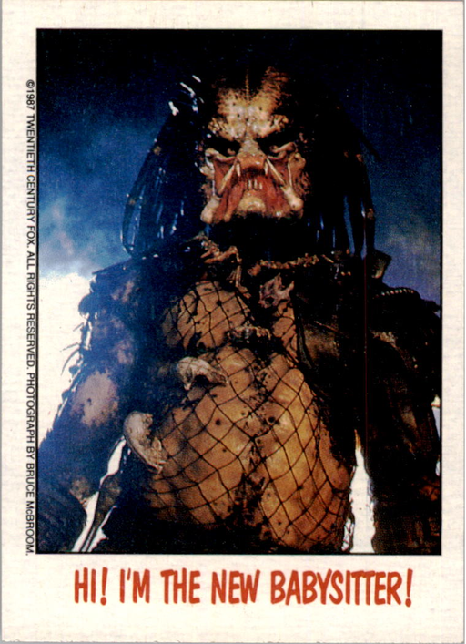 Fright Flicks 1988 - 16 - Predator - Hi! I'm the New Babysitter! Vintage Trading Card Singles Topps   