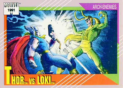 Marvel Universe 1991 - 120 - Thor vs. Loki Vintage Trading Card Singles Impel   