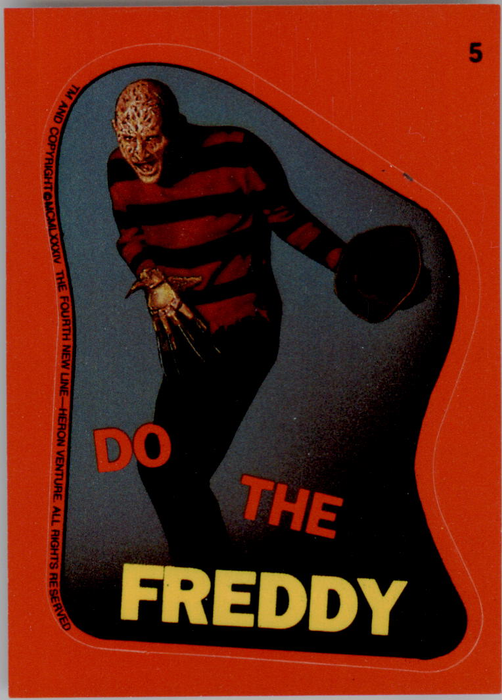 Fright Flicks 1988 - Sticker - 05 - Nightmare on Elm Street - Do the Freddy Vintage Trading Card Singles Topps
