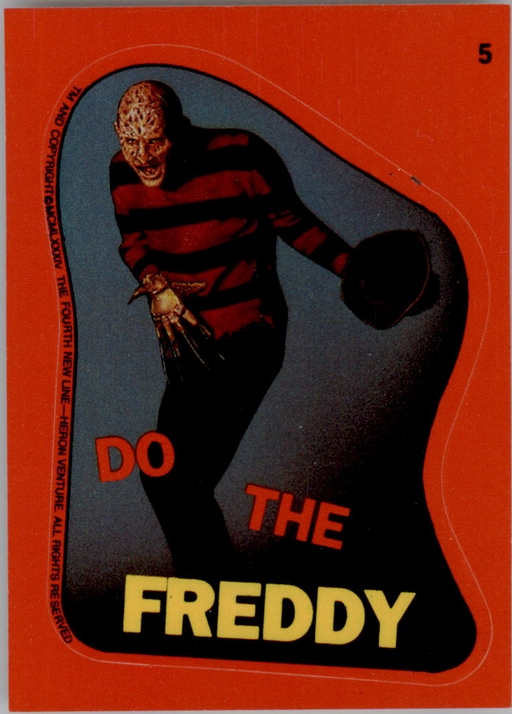 Fright Flicks 1988 - Sticker - 05 - Nightmare on Elm Street - Do the Freddy Vintage Trading Card Singles Topps   