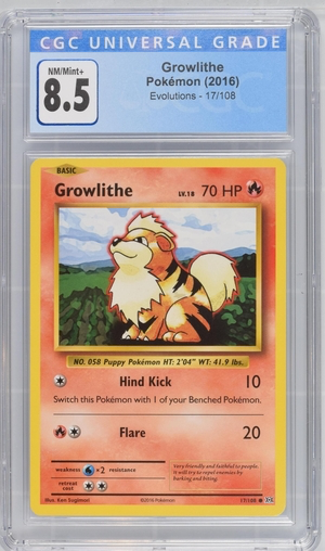 Pokemon - Growlithe - Evolutions 2016 - CGC 8.5 Vintage Trading Card Singles Pokemon   