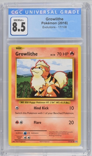 Pokemon - Growlithe - Evolutions 2016 - CGC 8.5 Heroic Goods and Games Pokemon - Growlithe - Evolutions 2016 - CGC 8.5 Heroic Goods and Games