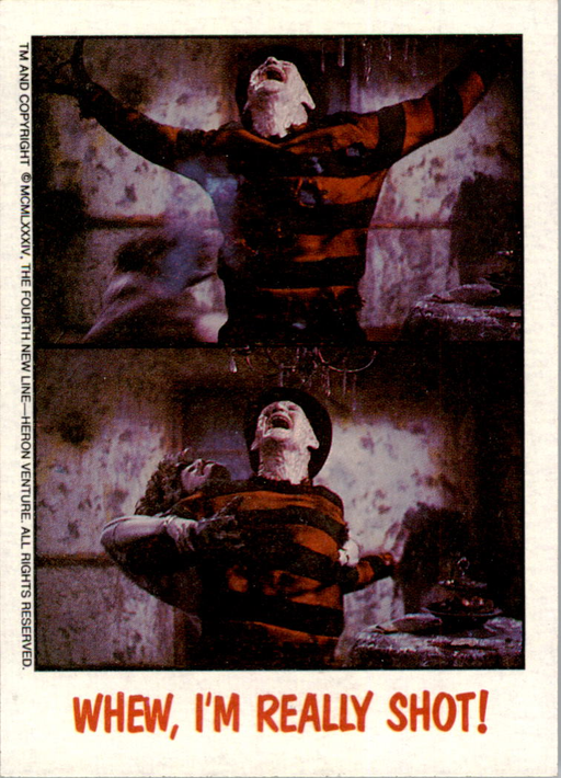 Fright Flicks 1988 - 61 - Nightmare on Elm Street III - Whew, I'm Really Shot! Vintage Trading Card Singles Topps