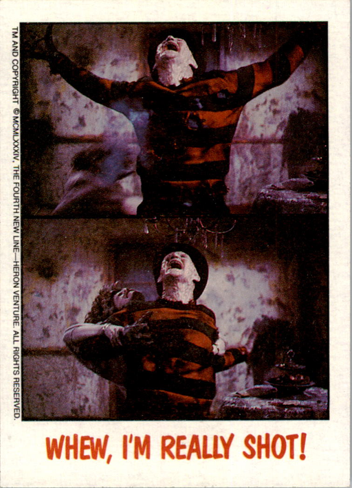 Fright Flicks 1988 - 61 - Nightmare on Elm Street III - Whew, I'm Really Shot! Vintage Trading Card Singles Topps   