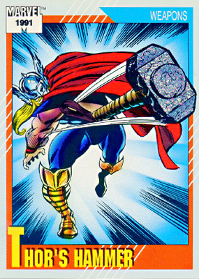 Marvel Universe 1991 - 128 - Thor's Hammer Vintage Trading Card Singles Impel   